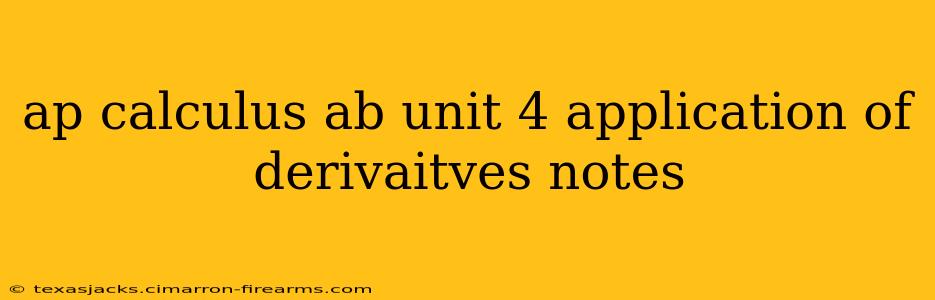 ap calculus ab unit 4 application of derivaitves notes