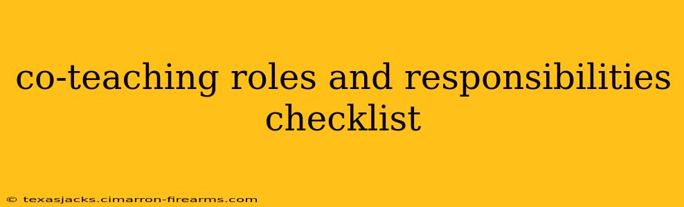 co-teaching roles and responsibilities checklist