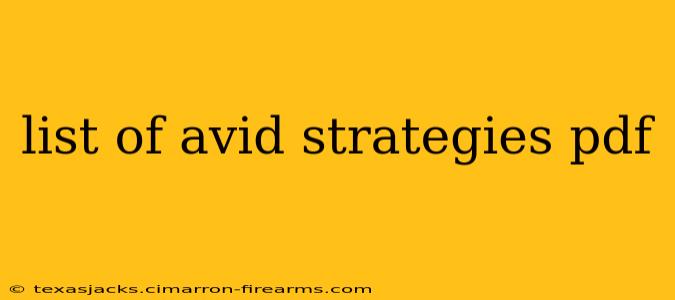 list of avid strategies pdf