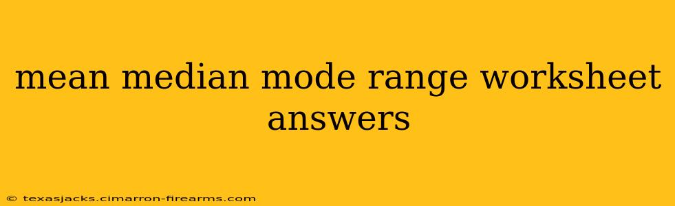 mean median mode range worksheet answers