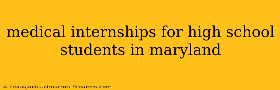 medical internships for high school students in maryland