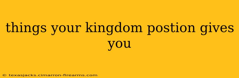 things your kingdom postion gives you