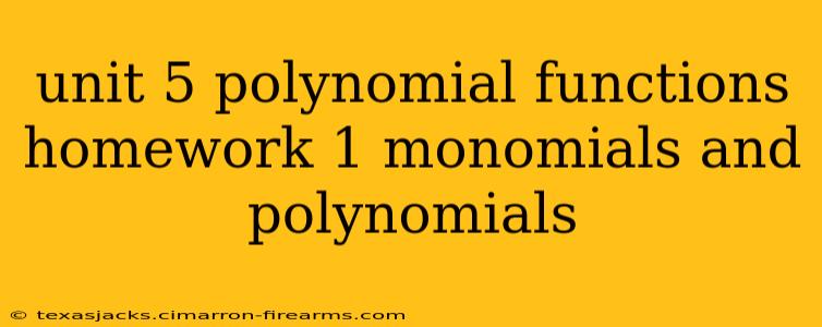 unit 5 polynomial functions homework 1 monomials and polynomials